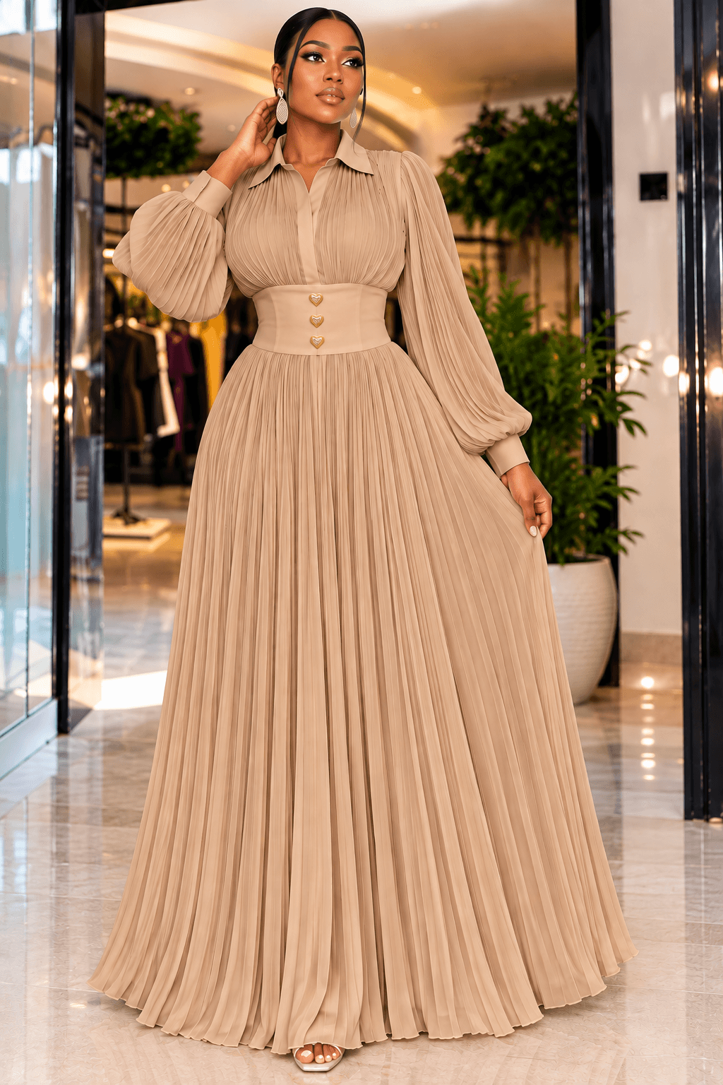 Robe Longue Plissée Femme – Élégance & Raffinement ✨